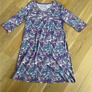 Garnet Hill Purple and Green Floral Dress